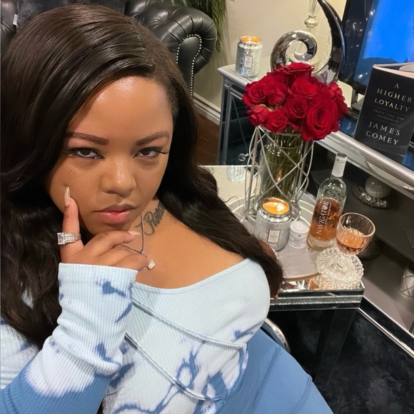 Caught In A Tie Dye Off-Shoulder Midi Dress - Blue/White - Picture 13 of 16